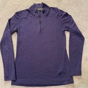 Smartwool Purple Quarter-Zip with Striped Collar